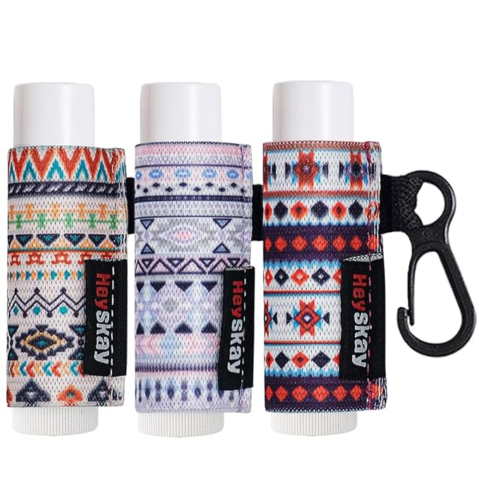 HEYSKAY Lip Balm Holder Sleeves Keychain Chapstick Elastic Sleeves (Boho Pattern) 1 3.0 Count-Velvo Beauty