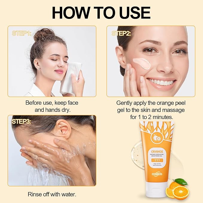 BROUYOUE Orange Exfoliating Gel Scrub for Face and Body Skin, Deep Cleansing Moisturizing Skin Orange Peeling Gel, Natural Orange Exfoliating Gel for All Types Skin (1pc)-Velvo Beauty
