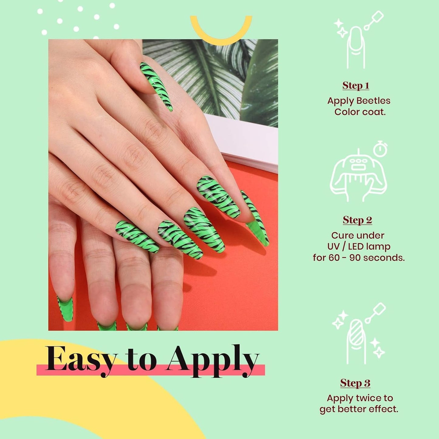 Beetles Neon Green Gel Nail Polish Halloween Gel Nail Polish 15ml Soak Off Uv LED Nail Lamp DIY Home Gift for Women Lime Green-Velvo Beauty