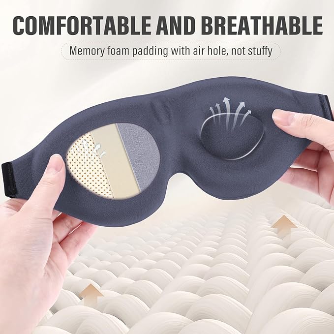 YIVIEW Sleep Mask for Side Sleeper, Complete Light Blocking 3D Sleeping Eye Mask, Soft Breathable Eye Cover for Women Men, Relaxing Zero Pressure Night Blindfold-Velvo Beauty