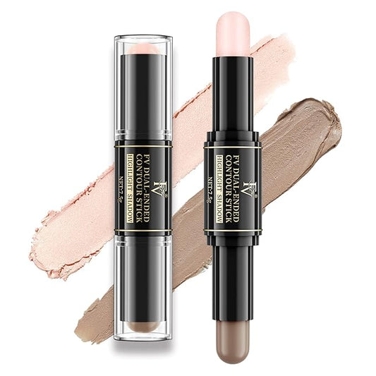FV Cool Toned Contour Stick, Double-ended Contour and Highlighter Stick, Long Lasting & Lightweight Contour Stick Makeup with Natural Finish, Waterproof and Creamy Texture for Face Shaping, 01-Velvo Beauty