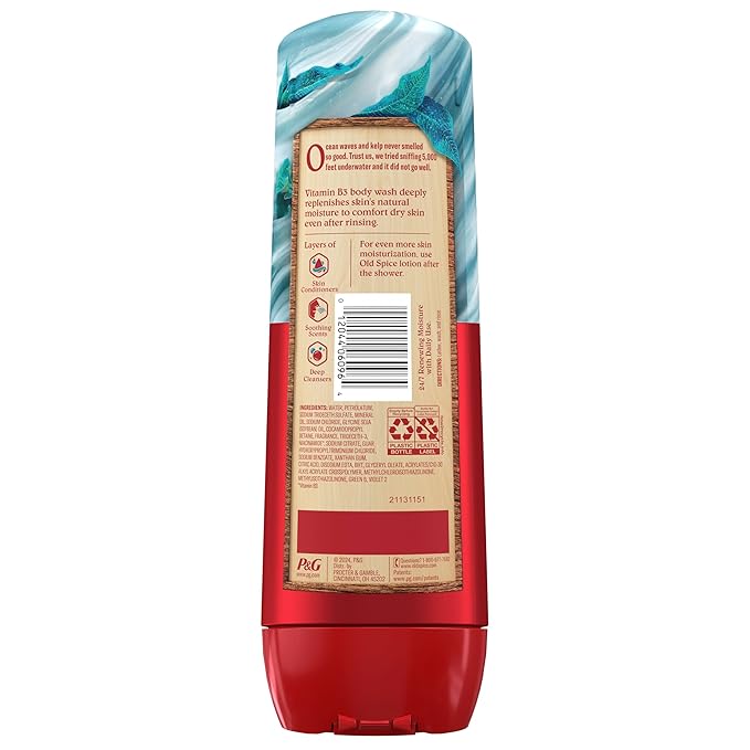 Old Spice Body Wash GentleMan’s Super Hydration for Men, 24/7 Renewing Moisture, Gentle on Skin with Skin Conditioners, Deep Sea with Ocean Waves + Kelp Scent, 20 oz-Velvo Beauty
