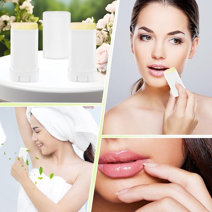 30 Pieces 15g/0.5oz White Oval Plastic Lip Balm Tubes,Empty Deodorant Bottles,Twist-Up Chap Stick Storage Containers for DIY Homemade Sunscreen Bar,Moisturizing Stick,Crayon-Velvo Beauty