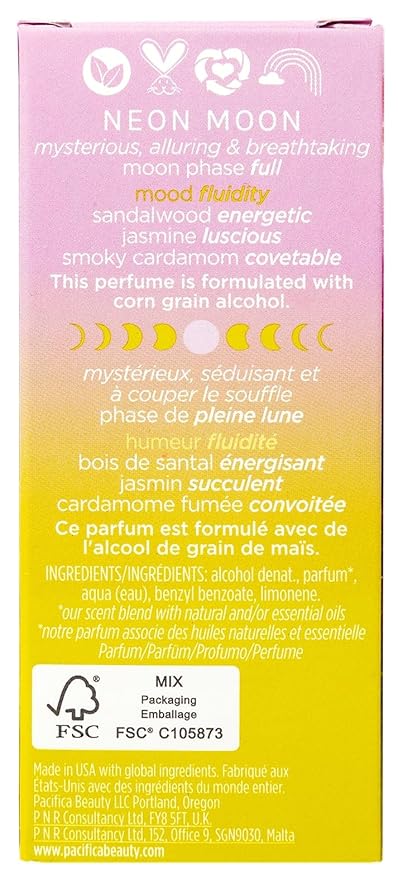 Pacifica Beauty Neon Moon Spray Perfume - Energetic Sandalwood Jasmine Smoky Cardamon - Clean Vegan Eau de Toilette, 1 fl oz-Velvo Beauty