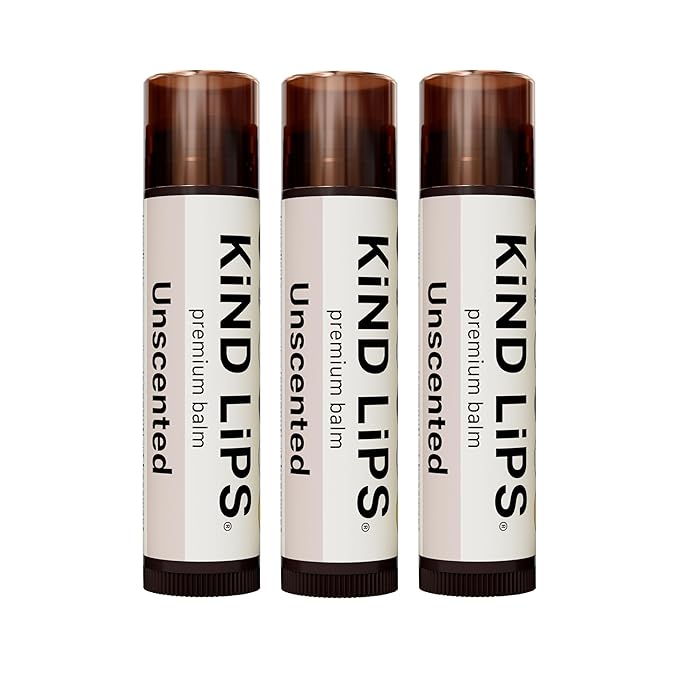 Kind Lips Lip Balm - Nourishing & Moisturizing Lip Care for Dry, Chapped Lips | Infused with Shea Butter & Beeswax | Unscented Pack | 0.15 Oz (Pack of 3)-Velvo Beauty