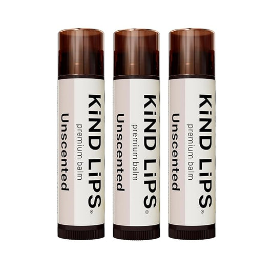 Kind Lips Lip Balm - Nourishing & Moisturizing Lip Care for Dry, Chapped Lips | Infused with Shea Butter & Beeswax | Unscented Pack | 0.15 Oz (Pack of 3)-Velvo Beauty