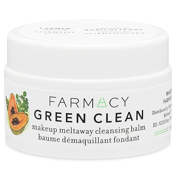 Farmacy Makeup Remover Cleansing Balm - Green Clean Waterproof Makeup Remover + Oil Based Cleanser - Gentle Exfoliating Double Cleanser - Melts From Balm to Milky Lather (12ml)-Velvo Beauty