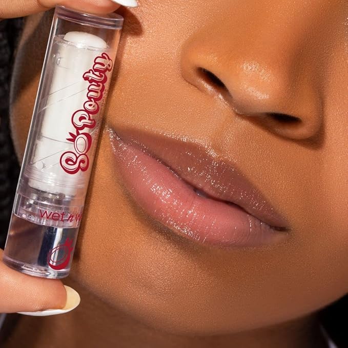 wet n wild Perfect Pout So Pouty Shine Tinted Lip Balm Coconut Flavored, Hyaluronic Acid, Vegan Collagen, Moisturizing For Dry Lip Care, Clear (Pack of 2)-Velvo Beauty