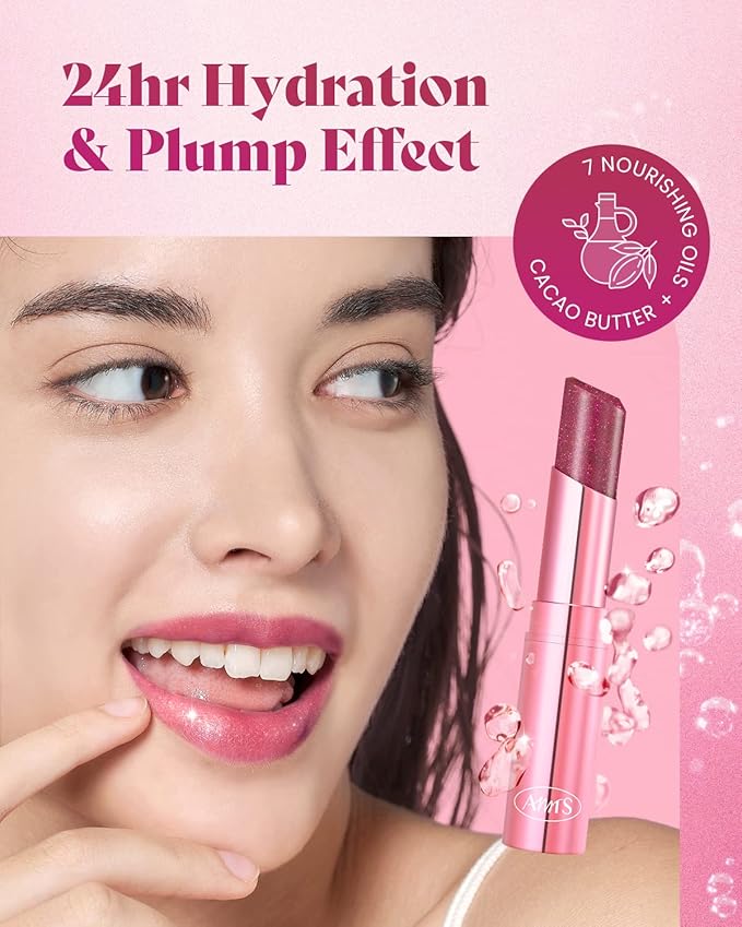 AMTS Tinted Lip Balm - Destiny | Hydrating Glitter Lipstick | Pearl Shimmering Daily Lip Makeup for dry, cracked, chapped lips | korean beauty Moisture Lip Tint-Velvo Beauty