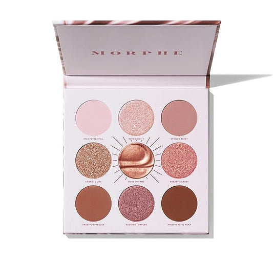 Morphe Rich & Foiled Artistry Palette - Foil-Effect Eyeshadow Palette with Matte, Shimmer & Foil Finishes - Mauve & Pink Eyeshadow with Luminous Payoff - Rose to Fame (0.35 oz)-Velvo Beauty