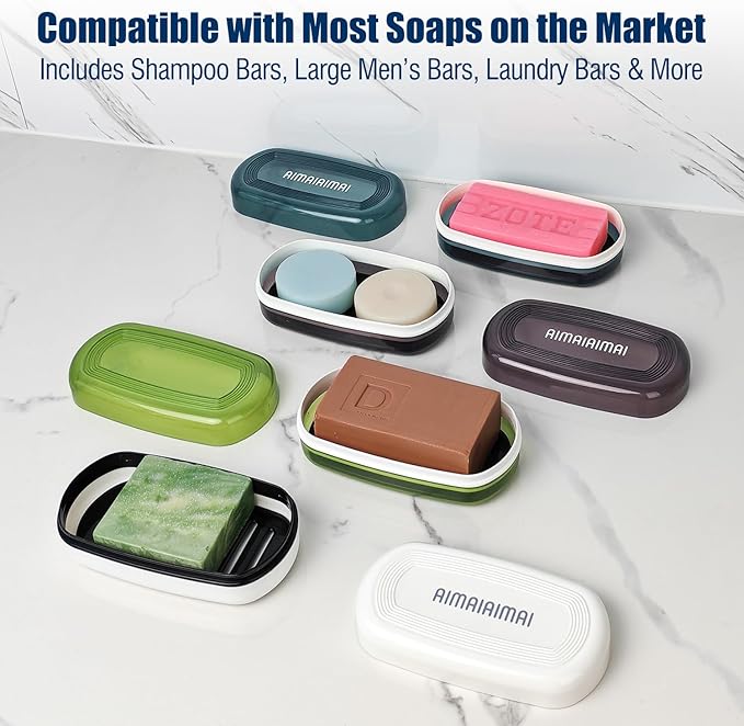 Shampoo Bar Holder Travel Case, Large Soap Holder for 5 oz/10 oz Oversized Bars, Durable & Versatile Storage Soap Container with Drainage Layer (1 Pack, White Style A-Large)-Velvo Beauty