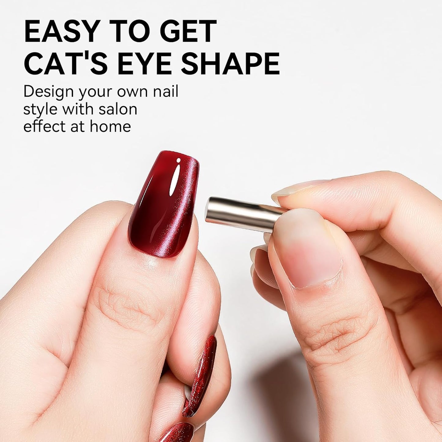 Cat Eye Gel Nail Polish, Burgundy Red Glitter Magnetic Gel Polish Moonlight, Cateye Gel Polish With Magnet Wine Red Holographic Shimmer UV Velvet Manicure Salon DIY Home, 12ML-Velvo Beauty