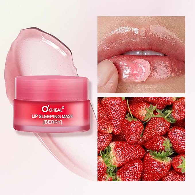 Lip Sleeping Mask Overnight Moisturizer Balm, Berry Lip Mask, Day and Night Repair Lip Balm for Improves Dryness Cracked, Moisturize and Nourish Lip Scrubs Exfoliate Reduce Lip Lines (Berry)-Velvo Beauty
