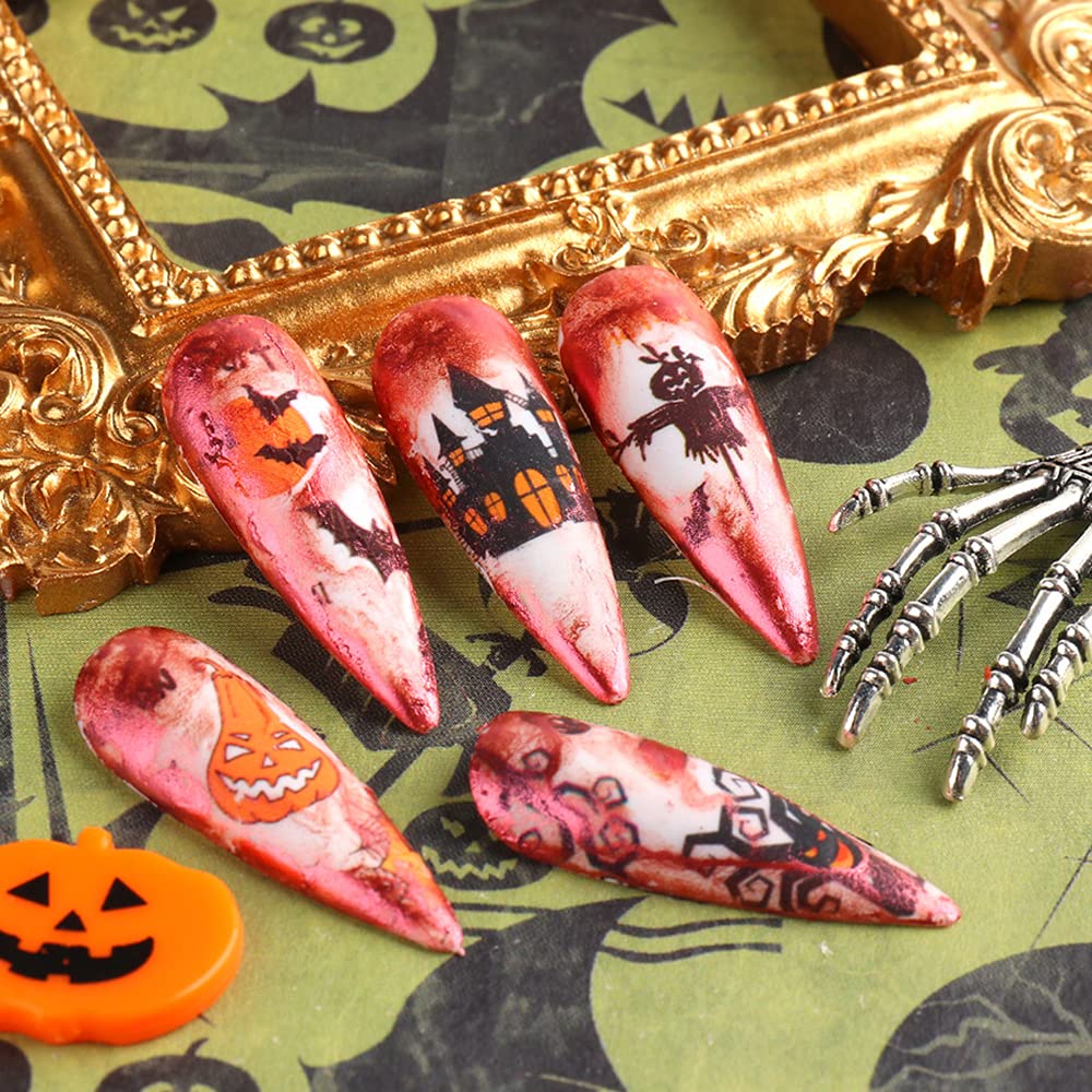 Halloween Series Transfer Stickers Kawaii Nail Art Foils Tattoo Decals - Pumpkin, Ghost, Sugar Skull, Haunted House, Spider Web, Candy Wrap Design - Manicure Tips Decorations Supplies-Velvo Beauty