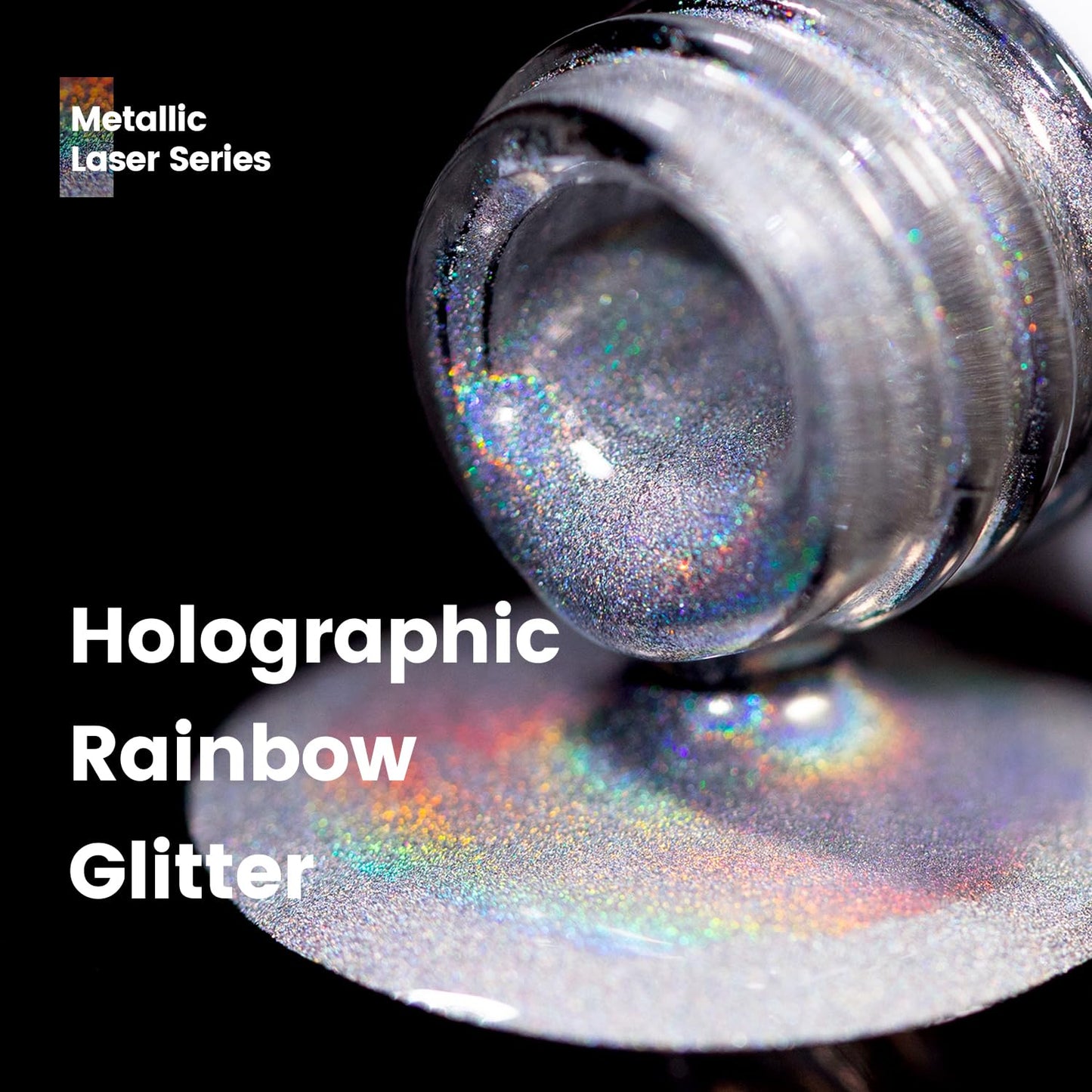 RARJSM Metallic Silver Nail Art Gel Liner Mirror Chrome 3D Holographic Laser Rainbow Effect Gel Nail Polish 8ml Build in Thin Brush Painted Drawing Striper Painting Curing Requires for Home Salon-Velvo Beauty