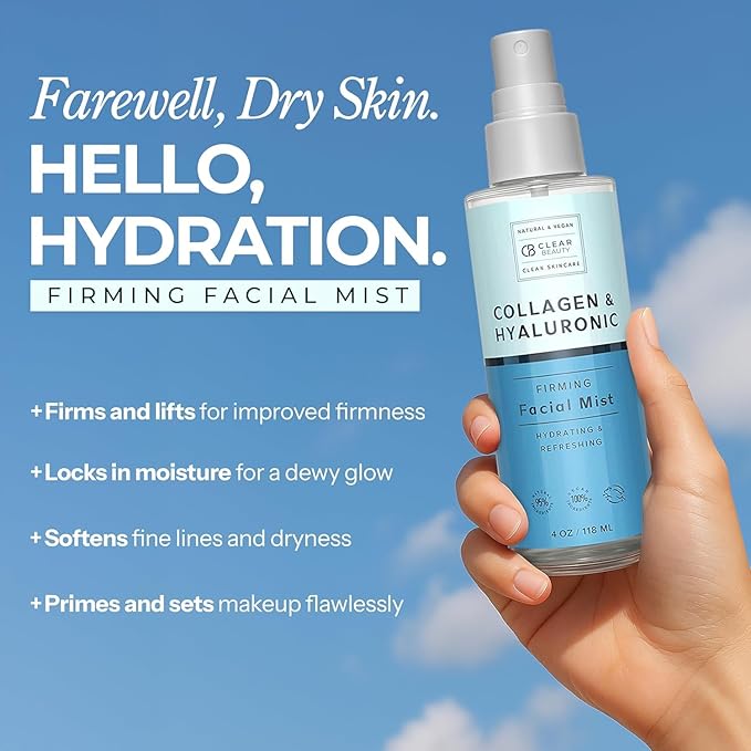 Hyaluronic Acid & Collagen Face Mist - Dermatologist Tested, Moisturizes & Tones Skin, Anti-Aging, Natural Ingredients, Cruelty-Free Korean Skin Care - All Skin Types - 4 OZ (2 Pack)-Velvo Beauty