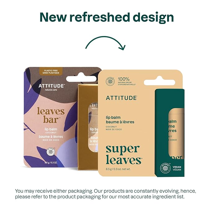 ATTITUDE Plastic-free Lip Balm, EWG Verified Plant- and Mineral-Based Ingredients, Vegan and Cruelty-free Personal Care Products, Coconut, 0.3 Oz-Velvo Beauty