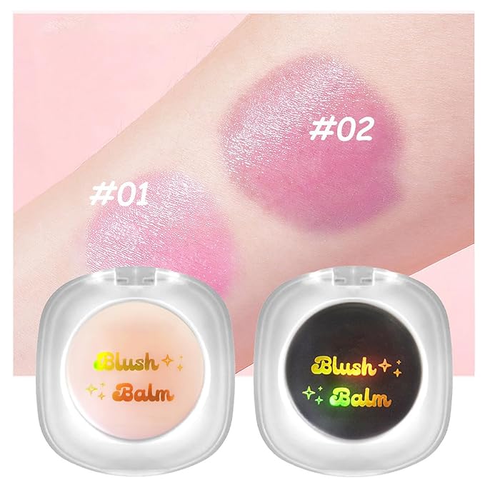 Color Changing Blush,3-in-1 Warm Change Blush,Pink Cream Blush,Transparent Crystal Color Changing Magic Gel,Blush PH Temperature Changing Long Lasting Blendable Natural Finish for All Skin Tone(01+02)-Velvo Beauty