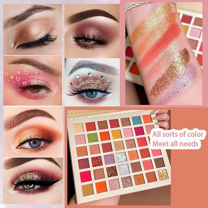 KAIQIKAIXI 42 Colors Eye shadow Palette Eye Makeup Neon Eyeshadow Palette Pallet Matte Colorful Shimmer Metallic Bright Color Pigmented Highlight Cosmetics-Velvo Beauty