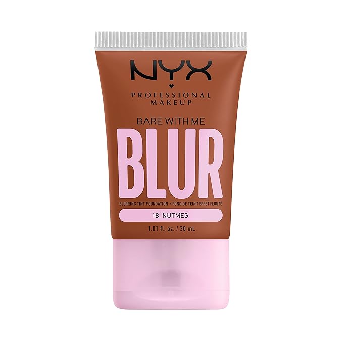 NYX PROFESSIONAL MAKEUP Bare With Me Blur Skin Tint Foundation Make Up with Matcha, Glycerin & Niacinamide - Nutmeg-Velvo Beauty