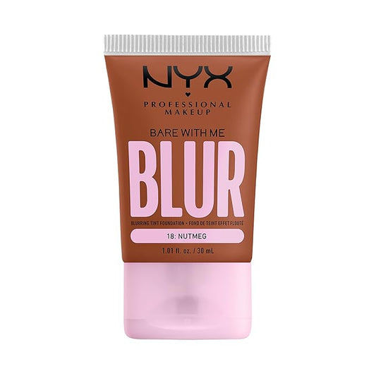 NYX PROFESSIONAL MAKEUP Bare With Me Blur Skin Tint Foundation Make Up with Matcha, Glycerin & Niacinamide - Nutmeg-Velvo Beauty