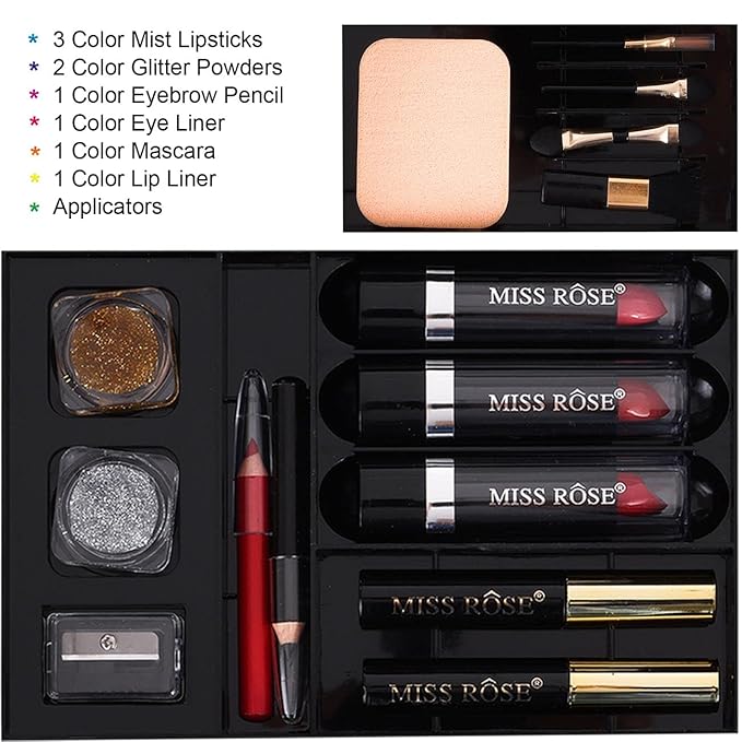 58 colors Professional All In One Makeup Full Kit for Women Girls Beginner, Makeup Gift Set with Eye Shadow Blush, Lipstick, Compact Powder, Mascara, Eyeliner, Lip Liner, Eyebrow Pencil, Glitter(331N)-Velvo Beauty