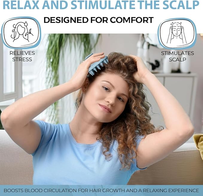 Fiora Naturals Scalp Massager Shampoo Brush - Silicon Scalp Scrubber & Exfoliator for Dandruff Removal and Hair Growth, Scalp Brush for Wet & Dry Hair, Shampoo Brush for Men, Women, Kids - BPA Free-Velvo Beauty