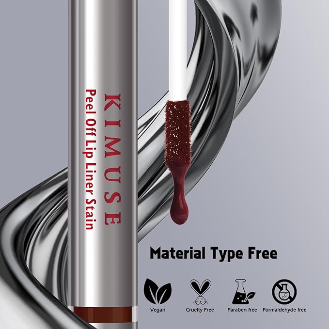 KIMUSE Peel Off Lip Liner Stain, Long Lasting Lip Tint Stain Peel Off, Waterproof, Transfer-Proof, Highly Pigmented Color Peel Off Lip Stain Liner, Matte Finish-Velvo Beauty