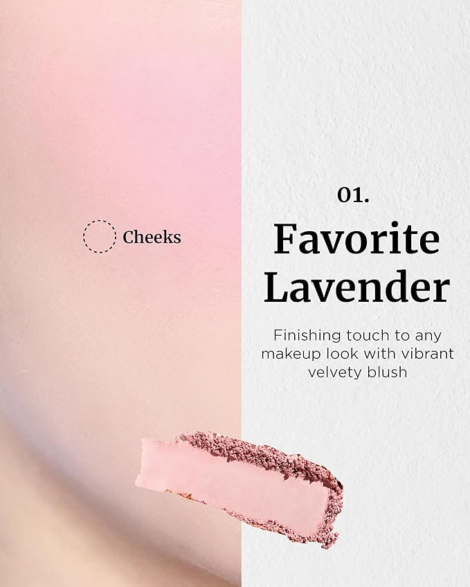 VDL Cheekstain Pastel Blush for Cheeks (Favorite Lavender, 0.2oz) - Lightweight, Velvet Powder Formula - Seamless, Long-Lasting, Natural-Looking Glow | Korean Makeup-Velvo Beauty