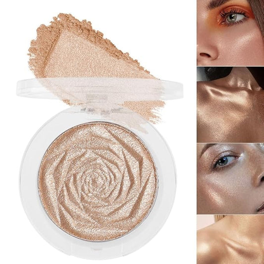 Rose Gold Face Highlighter Makeup Shimmer Glitter Rose Sparkly Highlighters Makeup Powder Palette for Face Cheek Skin iluminadores iluminador (gold)-Velvo Beauty