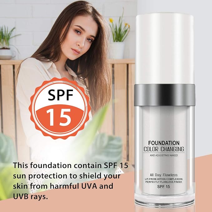 30ML Flawless Colour Changing Warm Skin Tone Foundation,Naturally Blends Moisturizing foundation makeup,Long Lasting Waterproof Poreless Liquid Foundation SPF 15 for Face Makeup-Velvo Beauty