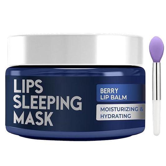 Lip Mask Overnight with Hyaluronic Acid & Collagen, Lip Sleeping Mask for Dry Cracked Lips, Moisturizing, Hydrating, Exfoliating Night Treatment for Lip Care (Berry)-Velvo Beauty