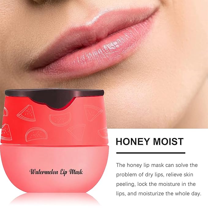 6PCS Bee Lip Balm Honey Pot，Honey&Strawberry&Watermelon&Cherry&Apple&Coconut Lip Mask Overnight Propolis Moisturizing Lip Balm Hydrating Prevention Dry and Crack Lip Scrubs Exfoliator Lip Wrinkle Care-Velvo Beauty