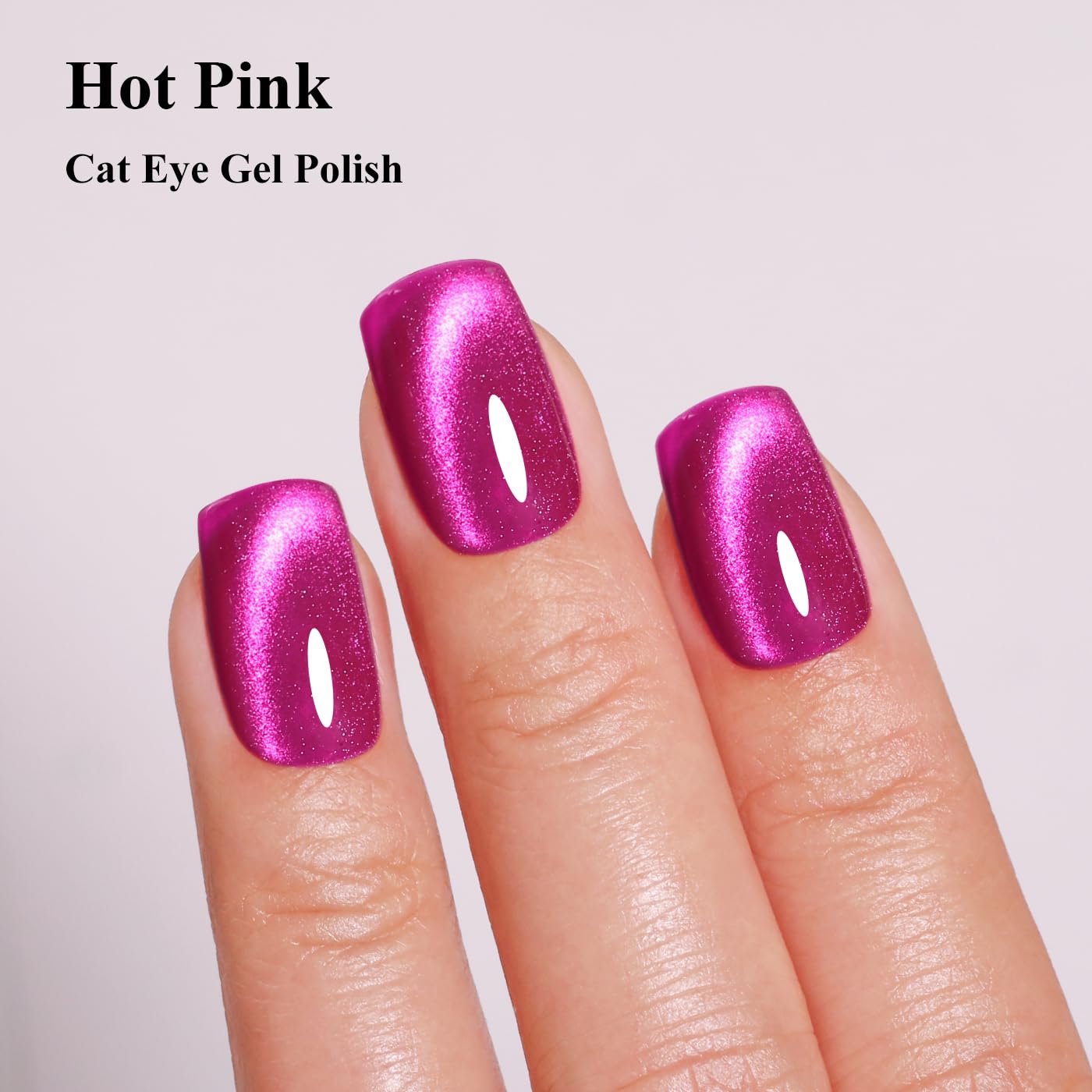 Imtiti Cat Eye Gel Nail Polish, Hot Pink Holographic Magnetic Crystal Nail Gel Polish With Magnet Glittery Galaxy Spring Summer Kit Soak Off UV Led 10ML-Velvo Beauty