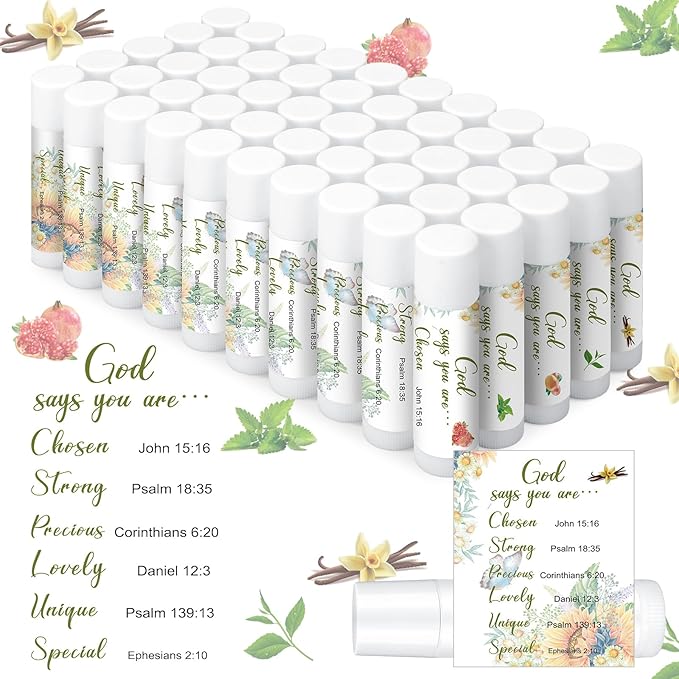 50 Pcs Christian Gifts for Women Lip Balm Bulk Set Inspirational Appreciation Gifts God Says You Are Moisturizing Lip Balm Leaving Farewell Gifts or Friends Teacher Worker Employee-Velvo Beauty
