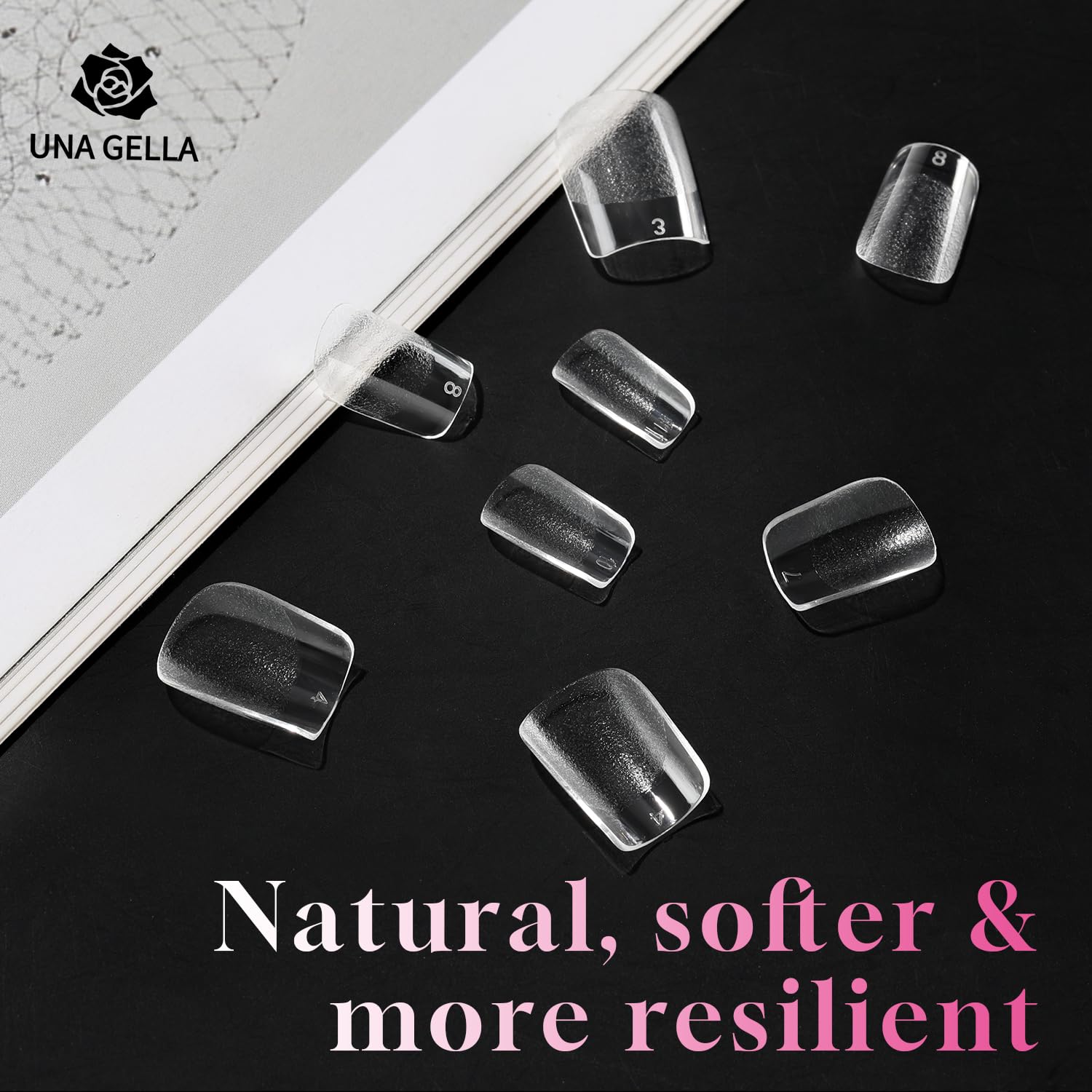 UNA GELLA Extra Short Square Nail Tips, 312pcs XS Square Gel Nail Tips, Soft Gel Full Cover Half Matte No Need File Acrylic Fake Nails for Nail Extension Home DIY Nail Salon 12 Sizes-Velvo Beauty