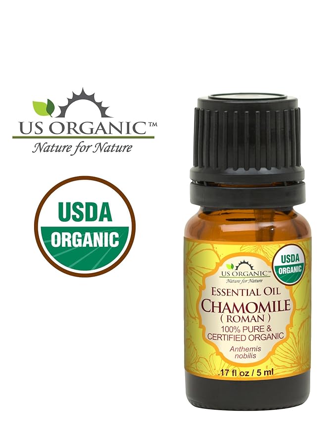 US Organic 100% Pure Chamomile (Roman) Essential Oil - USDA Certified Organic, Steam Distilled - W/Euro Dropper (More Size Variations Available) (5 ml)-Velvo Beauty