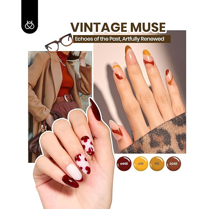 Beetles Gel Nail Polish Set, 60 Colors Fall Uv Gel Polish Kit Jelly Brown Glitter Nude Pink White Red Blue Green Color Nail Polish Base &Glossy Matte Top Coat Gift for Her Women-Velvo Beauty