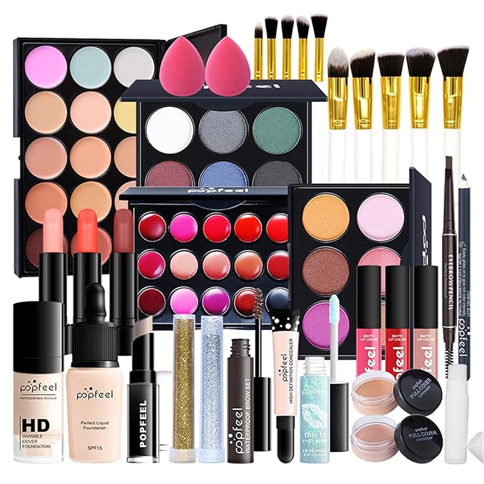 Multi-purpose Makeup Kit All-in-One Makeup Gift Set Colours Mix Eyeshadow Concealer Lip Gloss Pressed Powder and Powder Blusher Cosmetic Makeup Palette Set Kit #094-Velvo Beauty