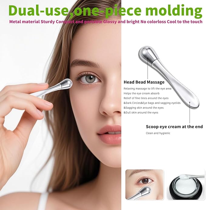Stainless Steel GuaSha & Eye Cream Applicator Facial Tools, Metal Guasha for Face Neck, Eye Massager Tool, Lymphatic Drainage Face Massage Tool, Skin Care Gift-Velvo Beauty