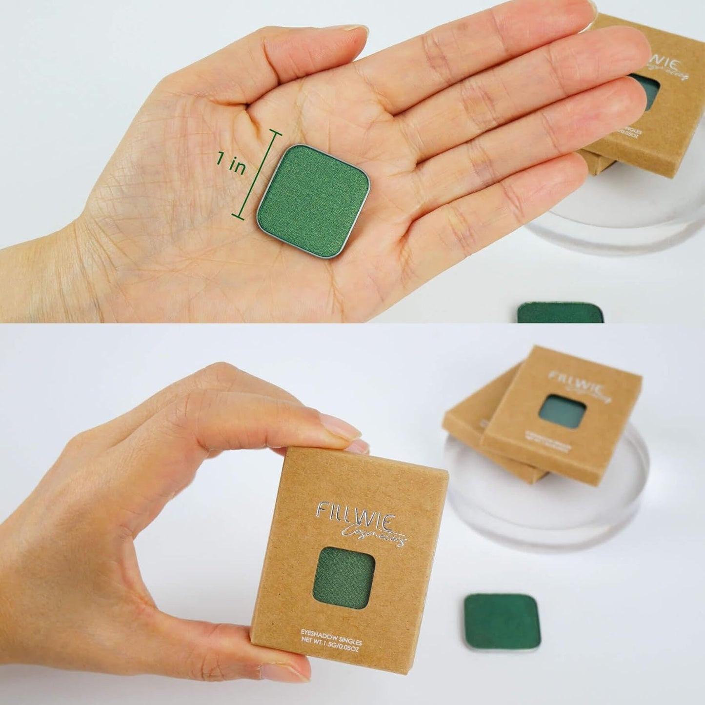 Magnetic Single-Color Metallic Flash Eyeshadow with Pan, Spring and Summer Green Eyeshadow Refill Pan, DIY Empty Magnetic Palette (Green Glimmer)-Velvo Beauty