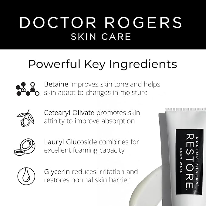 Doctor Rogers Hydrating Body Wash, Moisturizing Shower Cleanser, Dermatologist-Created Bath Soap For Women & Men, Cleanses & Repairs the Skin Barrier, Paraben & Sulfate-Free, 236 ml / 8 fl oz-Velvo Beauty