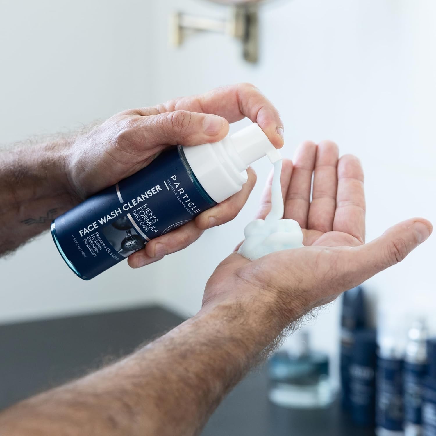Particle Mens Face Wash - Anti Aging Face Cleanser for Men (5.07 Oz) - Daily Moisturizing Face Wash for Men - Revitalizes, Hydrates & Soothes, All Skin Types & All Ages-Velvo Beauty