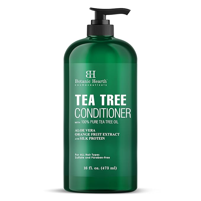 Botanic Hearth Tea Tree Conditioner | For All Hair Types | Fights Dandruff & Dry Scalp | With Vitamin C, Peppermint Oil, Rosemary Oil & Lavender Oil | Sulphate & Paraben Free | 16 fl oz-Velvo Beauty