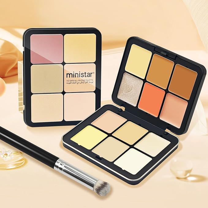 12 Colors Cream [Blush+Contour+Concealer+Highlighter] Makeup Palette for Cheeks - Multi-functional Makeup Palette with Brush, Natural Matte Long Wearing, Waterproof Face Makeup Palette (#04)-Velvo Beauty