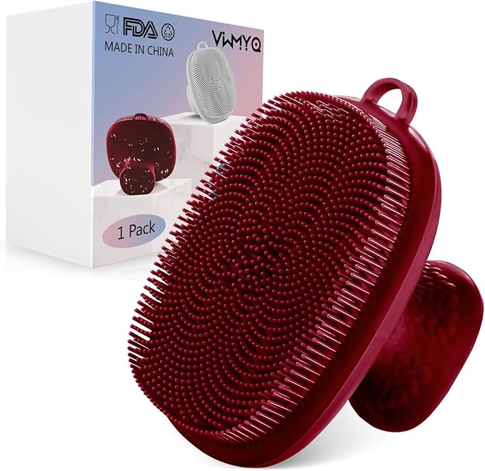 VWMYQ Silicone Face Scrubber for Men Facial Cleansing Brush Silicone Face Wash Brush Manual Waterproof Cleansing Skin Care Face Brushes for Cleansing and Exfoliating (red)-Velvo Beauty