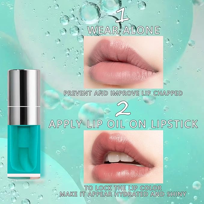 Lip Glow Oil Set, 2 Pcs Comforts Plumping Lip Oil, Refreshes Hydrating Lip Gloss Oil, Non-sticky Lip Plumper Gloss, Nourishing Lip Oil Tinted Lip Balm Lip Care, Soothes Tinted Lip Oil For Dry Lip-Velvo Beauty
