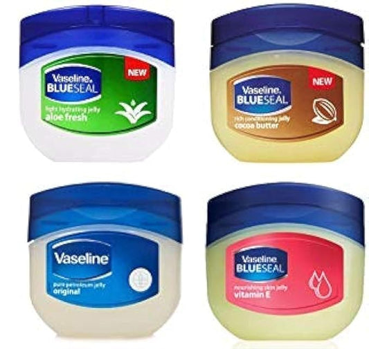Vaseline Blue Seal Series (Variety 4 Pack)Cocoa Butter, Vitamin E, Aloe fresh, Original-Velvo Beauty