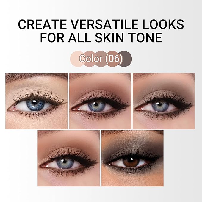 Erinde 5 Colors Matte Eyeshadow Palette Makeup, Natural Classic Nude Neutral Nude Brown Eye Shadow, Long Wearing Waterproof Everyday Eye Makeup for Brown Eyes, Cool-Toned Nude Taupe Brown, 06-Velvo Beauty