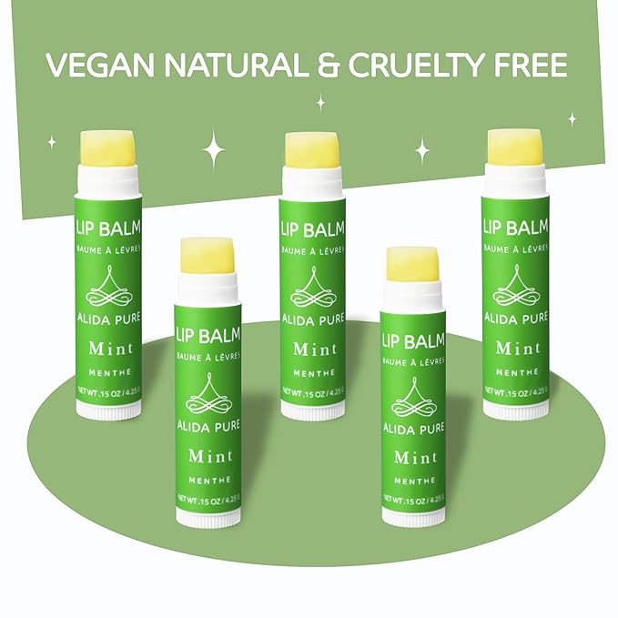 Mint Lip Balm Collection, Vegan Lip Balm Set, Beeswax Free, with Avocado Oil, Organic Jojoba Oil, and Vitamin E, Natural Moisturizer for Dry, Chapped Lips, 5 Tube Set-Velvo Beauty